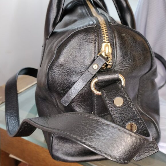 Kate Spade Large Black Handbag/Satchel with Gold Hardware and Crossbody Strap - Picture 5 of 15